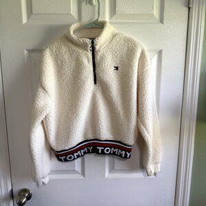 Tommy Hilfiger Sport Sherpa Cropped Quarter zip Jacket Size Small